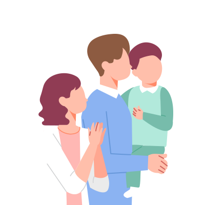 사례2 이미지입니다. 3명의 가족이며 아빠 엄마 아들이 모여있는 이미지입니다.